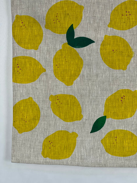 citrus got real - lemons oatmeal linen napkins (set of four)