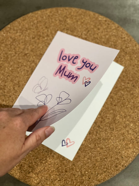 “Love you Mum” flower and butterfly card