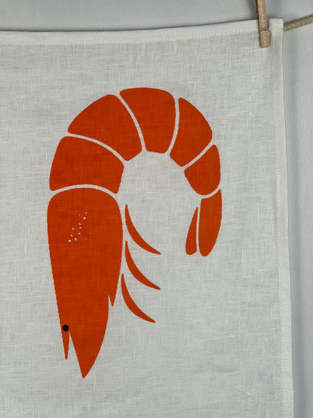 prawn to be wild - large prawns linen tea towel