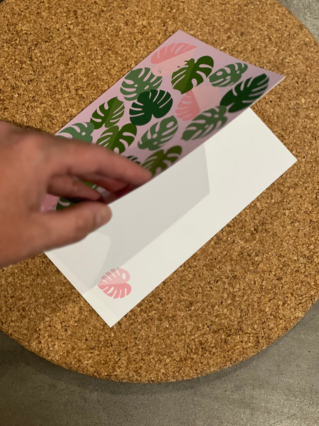 monstera fronds card (pink)