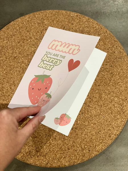 “Mum, you are the berry best” strawberry card