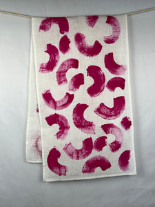 Paint it Forward - Fuchsia Brushstrokes White Linen Table Runner