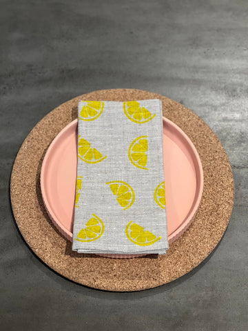 Simply the Zest - Lemons Oatmeal Linen Napkins (set of four)