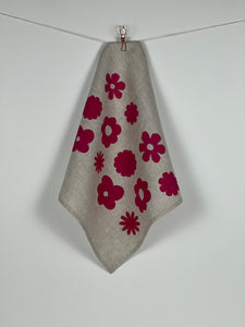 Once and Floral - Fuchsia Flowers Oatmeal Linen Napkins (set of four)