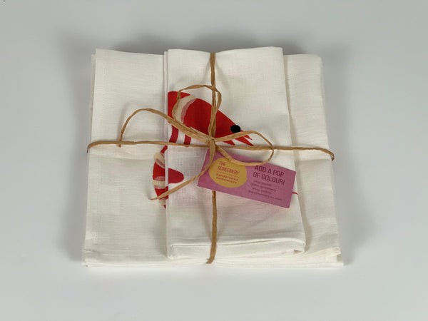 Prawn to Be Wild - Prawns White Linen Napkins (set of four) **misfit**