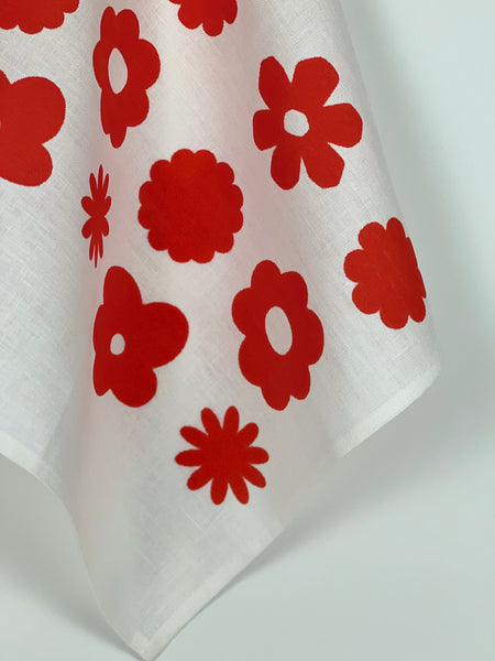 Once and Floral - Scarlet Flowers Linen Napkins (set of four)