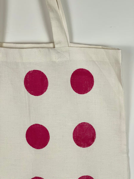 Spot Off The Press - Large Fuchsia Polkaspot Linen Tote Bag