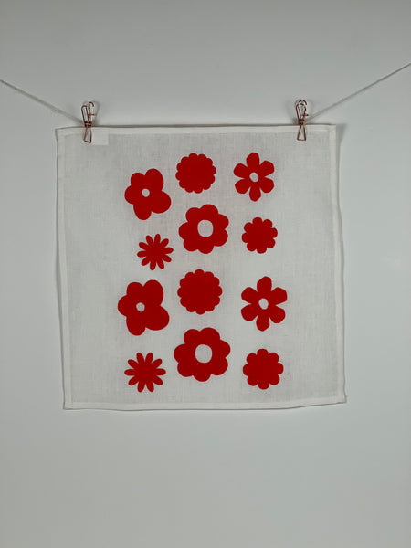 Once and Floral - Scarlet Flowers Linen Napkins (set of four)