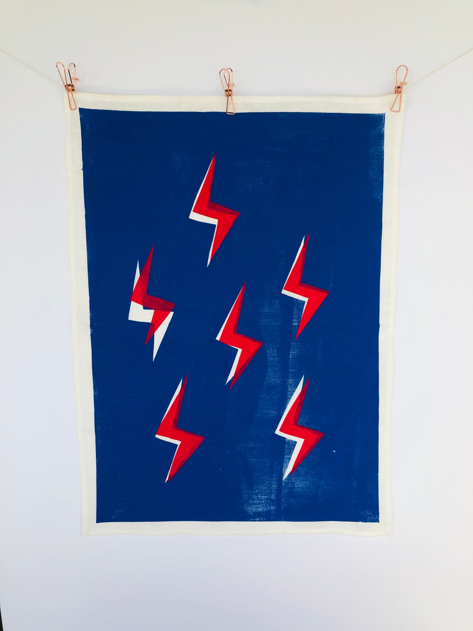 Because I'm Zappy - Linen Tea Towel (Electric Blue x Hot Pink)